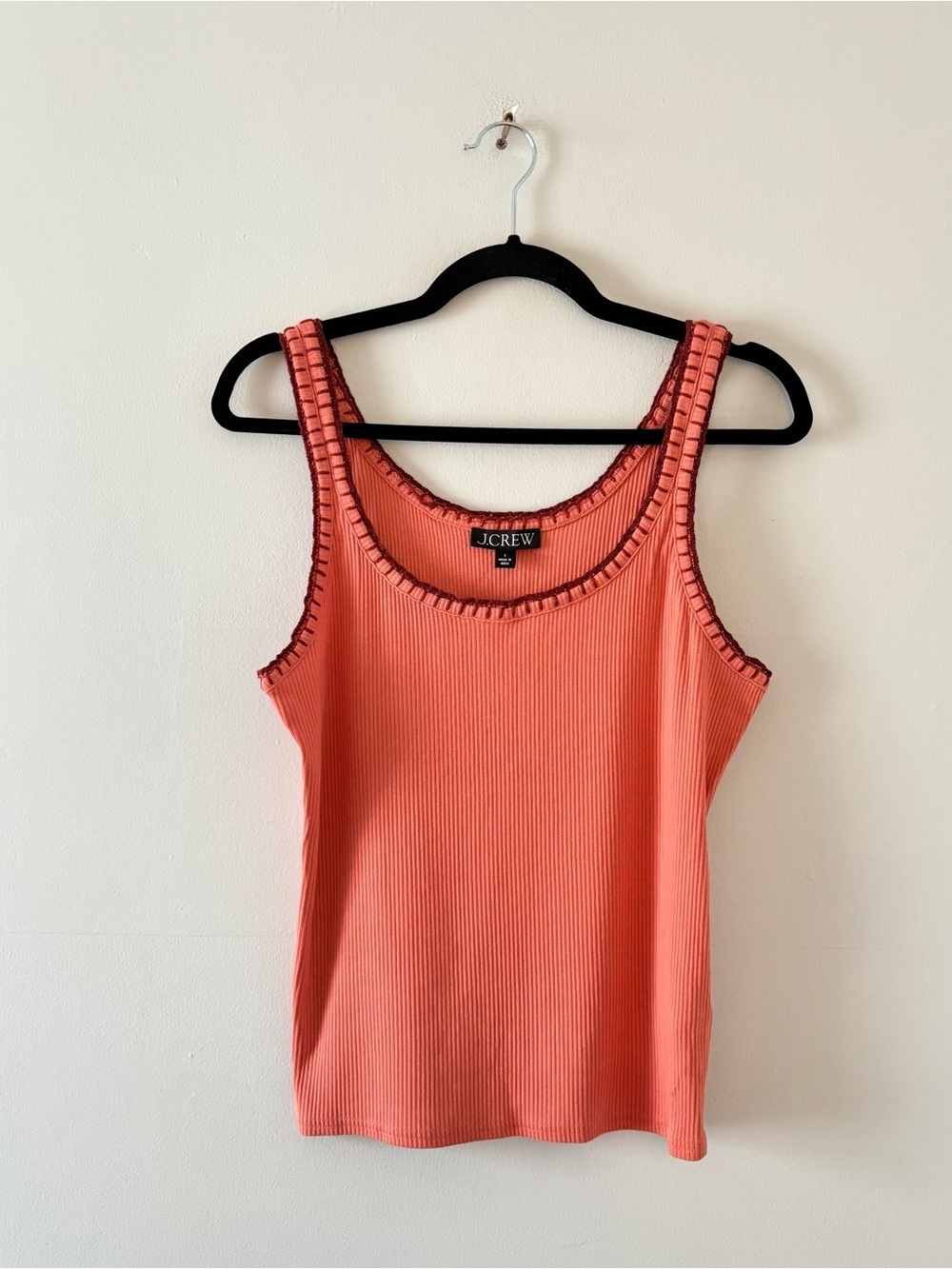 J. Crew NWT Scoop Neck Ribbed Knit Tank Top Sleeveless Contrast Stitching